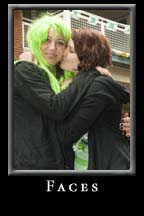 Faces on St. Patrick's Day at Underground Atlanta.